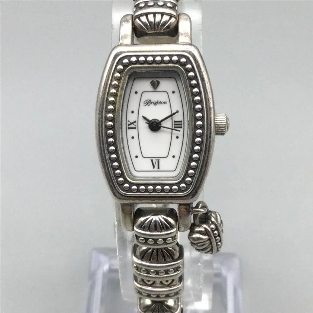 Brighton Arabia Womens Watch 18mm White Dial Silver Tone Hearts New Battery 8.5